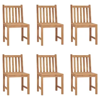 Gartenstühle 6 Stk. mit Kissen Massivholz Teak - Creme, Bunt