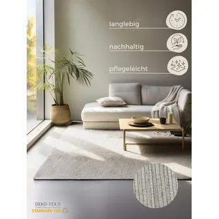 HANSE HOME Teppich – Natur Wohnzimmerteppich - Handgewebt & Natürlich – Boho Naturfaser Juteteppich für Wohnzimmer, Flur, Küche – Naturweiß Ivory, 160x230cm