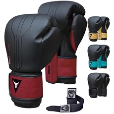 Mytra Fusion Boxhandschuhe Im Lieferumfang von Free Hand Wraps enthalten Box Handschuhe MMA Training Muay Thai Handschuhe Männer & Damen Kickbox Handschuhe (16-oz, Black/Maroon)