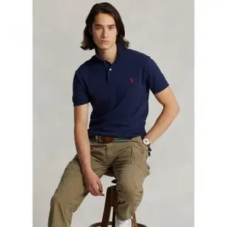 Polo Ralph Lauren für Herren. 710795080007 Schmal geschnittenes Piqué-Poloshirt navy (L), Lässig, Baumwolle, Kurzarm, Marine