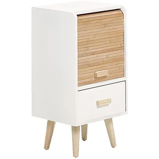 Beliani Nachttisch mit 1 Schublade Weiß Nesika , Holzwerkstoff , 30x56x30 cm , Schlafzimmer, Nachtkästchen
