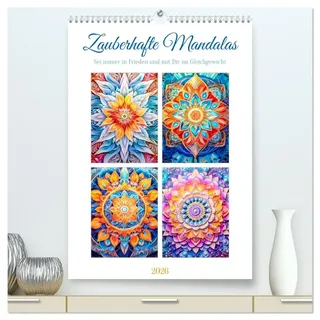 Zauberhafte Mandalas (hochwertiger Premium Wandkalender 2026 DIN A2 hoch), Kunstdruck in Hochglanz: Ein Mandala ist ein symmetrisches Schaubild mit einer besonderen Eigenschaft. (CALVENDO Gesundheit)