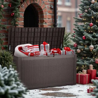 YITAHOME Aufbewahrungsbox für den Außenbereich, wasserdicht, 380 l große Harz-Deckboxen für Terrassenmöbel, Outdoor-Kissen, Poolbedarf, abschließbar, Gartenaufbewahrungsbehälter