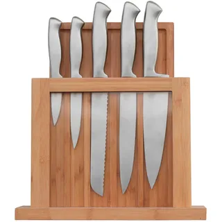 Homeware Profession. Messerblock , Naturfarben, Silberfarben , Holz, Metall , 7-teilig , Bambus , massiv , Lfgb , Küchenmesser, Messerblöcke