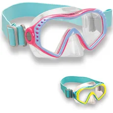 AQUAZON Starfish Junior Medium Schnorchelbrille, Taucherbrille, Schwimmbrille, Tauchmaske für Kinder, Jugendliche von 7-12 Jahren, Tempered Glas, mit Silikon, tolle Passform, Farbe:Pink blau