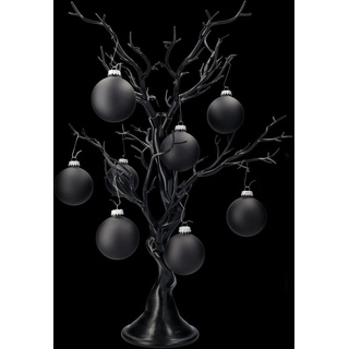 Weihnachtskugeln 8er Set - Satin-Schwarz - Weihnachtsdeko Christbaumkugeln deko