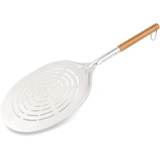 MOESTA-BBQ 19522 Pizzaschieber No. 2 - Aluminium-Pizzaschaufel gelocht mit Holzgriff - Pizzabacken wie beim Italiener