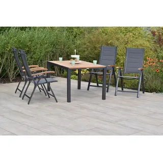 Merxx Paxos Set 5-tlg. mit Gartentisch 150 x 90 cm Akazie Aluminium