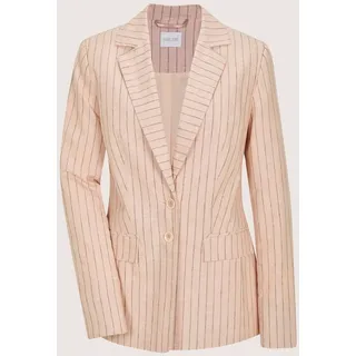 Jackenblazer MADELEINE "Blazer Eleganter Longblazer mit Nadelstreifen", Damen, Gr. 48, rosa (puderrosé, bleigrau, melange), Obermaterial: 50% Leinen LI. 50% Viskose CV., Modern, gerade, Blazer Jackenblazer, Streifenblazer
