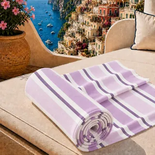 PETTI Artigiani Italiani - Strandtuch XXL Mikrofaser 90x180 cm Groß mit Feinen Bunten Streifen, Badetuch Schnelltrocknend und Sandfrei, für Strand, Pool und Reise, Made in Italy, Feinstreifen 26