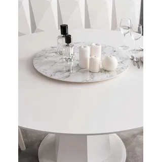 Runder Esstisch Esszimmertisch Küchentisch Tisch Weiß mit Säulenfuß - Weiß