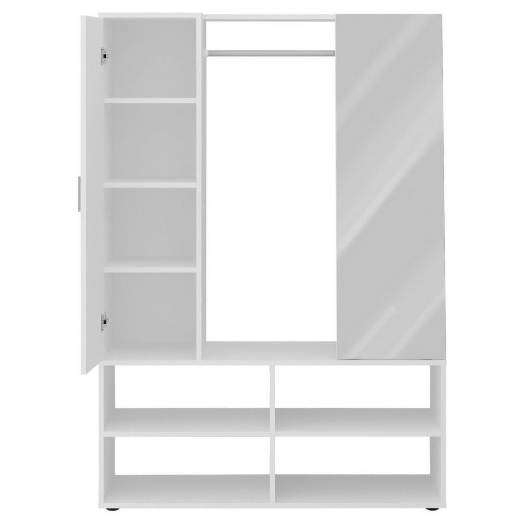 Bild von Kleiderschrank mit 4 Fächern und Spiegel 105x39,7x151,3 cm