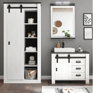 furn.design Badmöbel Set Stove 5-tlg. Weiß Pinie