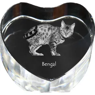 Bengalisch - Kristalluhr mit Katzenbild, Herzregal-Uhr, personalisierte Standuhr von Art-Dog.