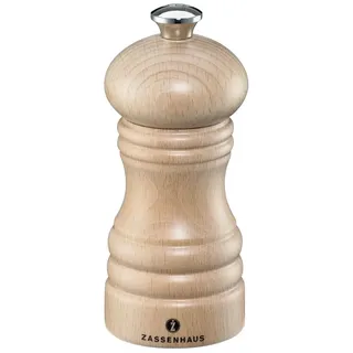 Zassenhaus Pfeffer oder Salzmühle Berlin aus Buche in der Farbe Natur 12cm, Maße: 5,1cm x 5,1cm x 11,4cm, 020007