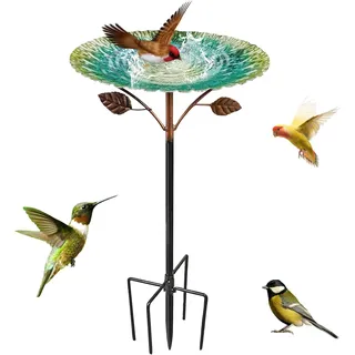 Wapasezyar Vogelbad, Große Vogeltränke Stehend 85cm mit 5 Zackiger Sockel, Winterfestes Vogelbad für Garten, Frostsichere Vogeltränke für Wildvögel, Wassertränke für Vögel mit Standfuß