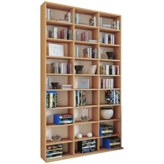 Standregal VCM "Holz CD DVD Standregal Bücherregal Regal Megosa XL", braun (buche), B:102cm T:23cm, Regale, Standregal