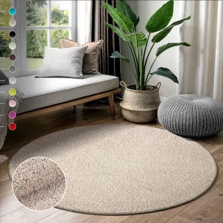 Sanat LOCA Hochflorteppich Ø 150 cm Beige
