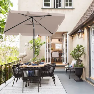 Sekey Sonnenschirm Balkon Rechteckig 200×125 cm Gartenschirm mit Tragetasche Neigungswinkel & Höhe verstellbar Sonnenschutz UPF 50+ - Taupe