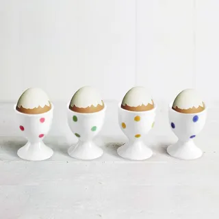 Cinf Keramik Polka Dots Eierbechern Ostergeschenke Geschenkset 4 Porzellanhalter Frühstück Gekochtes Kochwerkzeug Stabil Leicht zu reinigen, MEHRWEG Easter Gift