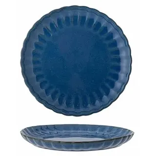 Bloomingville Latina Teller D20xH2cm – Steingut Speiseteller – Hochwertiger Keramikteller für den täglichen Gebrauch & besondere Anlässe – Spülmaschinen- & Mikrowellengeeignet (Dunkelblau)