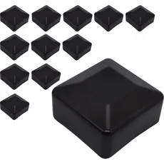 SKIR'CO (12 Stück) Zaunpfostenkappen eckig 50 x 50 mm schwarz Kunststoffkappen für Zaunpfosten schwarz RAL 9005 Farbe
