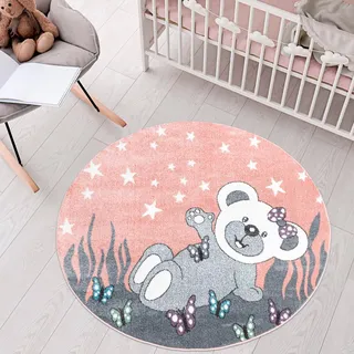 Carpet City Kinderteppich »ANIME916«, rund, 11 mm Höhe, Kinderzimmer Teppich Modern mit lustigen Cartoon-Figuren, Multi, rosa