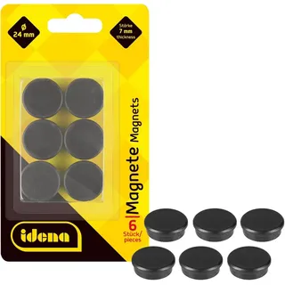 IDENA Idena, Magnete rund 6 Stück, schwarz, Ø24mm (6 x)