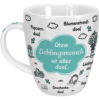 Sheepworld Tasse mit Motiv "Ohne Lieblingsmensch ist alles doof" | Porzellan, 45 cl | Tasse für Kaffee und Tee, Tasse mit Spruch | 46508