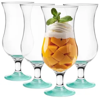 Glasmark Krosno Gläser Cocktailgläser Set Longdrink Cocktail Gin Bier Wasser Longdrinkgläser Cocktailgläser Trinkglas Wasserglas Glas Smoothie Dessert Spülmaschinenfest Türkis 4 x 420ml