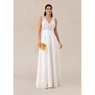 Brautkleid BONPRIX, Damen, Gr. 46, N-Gr, weiß (wollweiß), Obermaterial: 100% Polyester. Einsatz: 100% Polyester. Futter: 100% Polyester, festlich, slim fit, Kleider Brautkleid, schmale Passform, aus glänzendem Satin, mit hohem Schlitz, ärmellos