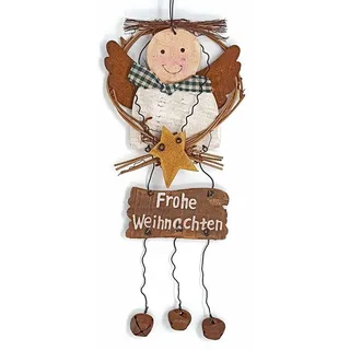 Advent Frohe Weihnachten Tuer Wand Dekoration Holz Schild Engel Stern 12x19x3 cm