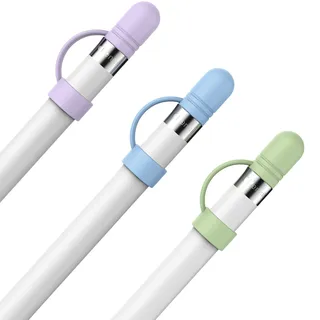 AHASTYLE 3 Stück Apple Pencil Kappe Silikon Cap Anti-Lost Ersatzkappe Zubehör Kompatibel mit Apple Pencil 1. Generation (Lila+Hellblau+Avocadogrün)