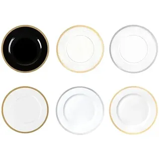 Decorline 4x Platzteller - Weiss/Gold - Dekoteller Ø 33 cm Event Teller Wiederverwendbare Kunststoff Unterteller als Tischdekoration für Event Hochzeit Geburtstag Deko Silvester Weihnachten Ostern