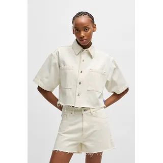 HUGO Blue Jeansbluse »Getecna« mit geschnittenem Saum, beige