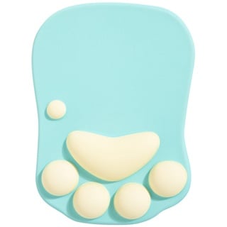 DOBAOJIA Mauspad mit Handgelenkstütze, Mauspad Katzenpfote, Ergonomische Mauspad, 3D Silikon Gel Mauspad, Mouse Pad, Mouse Mat, Rutschfester Boden, für Zuhause/Büro/Gaming, Grün & Gelb