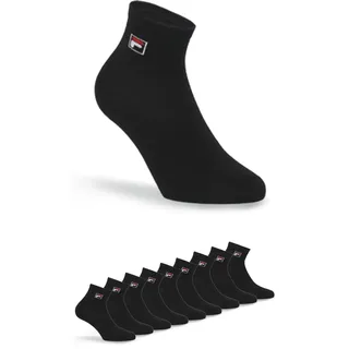 Kurzsocken FILA "UNISEX QUARTER PLAIN SOCKS", Damen, Gr. 43-46, schwarz, Baumwollmischung, unifarben, normal, Socken Kurzsocken, mit Logo-Schriftzug