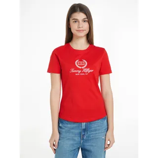 Tommy Hilfiger T-Shirt »SLIM FLAG SCRIPT TEE SS«, mit Logodruck auf der Brust TOMMY HILFIGER fierce red XXL (44)