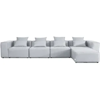 HOME DELUXE - Sofa VERONA - Hellgrau, Größe: XL - ca. 414 x 70 x 207 cm, Sitzhöhe: 46 cm, Sitztiefe: 80 cm, inkl. Kissen I Modulares Sofa Modulsofa Ecksofa Wohnlandschaft - Hellgrau