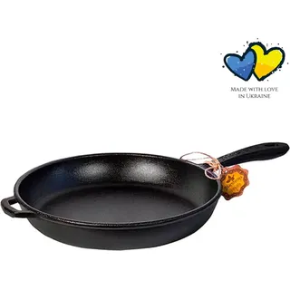 Bratpfanne Gusseisen - ø 22 x 4 cm - Braten - Grillen - Induktion - Geschenk - Metallgriff - Robuste Pfanne - Skillet - PFAS-frei - Schwarz - Schwarz
