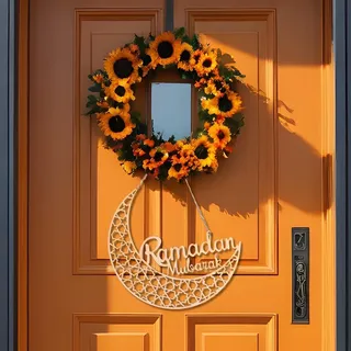 Holz-Mondsymbol mit Schnur Ramadan-Dekoration - Orange