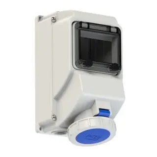 PCE 752423-9 CEE-Wandsteckdose mit Fenster 32A 4p 9h IP67 7524239
