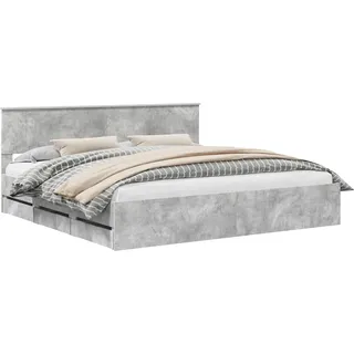 vidaXL Bettrahmen mit Kopfteil Beton Grau 200 x 200 cm Ingenieurs Holz - Grau