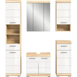 INOSIGN Badmöbel-Set »Siena, 5 teilig, bestehend aus:«, (Set, 5 St.), Hochschrank, WBU, Spiegelschrank, Unterschrank, Hängeschrank, weiß