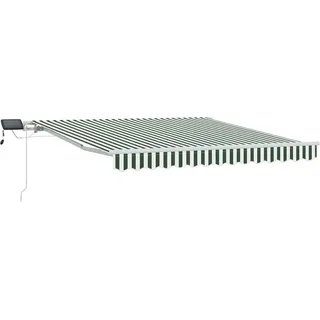 vidaXL Einziehbare Markise Grün und Weiß 350 x 250 cm Stoff und Stahl - Grün