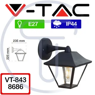 V-Tac VTEC VT-843 8686 LED-Außenwandleuchte E27 Matt Schwarz