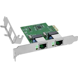 InLine Dual Gigabit Netzwerkkarte mit 2X RJ45, PCIe x1, inkl. Low Profile Slotblech, VLAN, Jumbo Frames, energieeffizient, 51128K