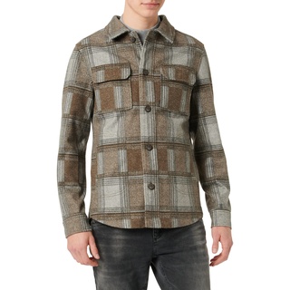 TOM TAILOR Herren Overshirt Jacke 1032499, 30475 - Brown Check, XL