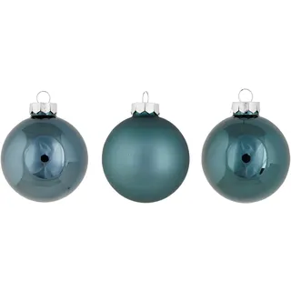 Cosy Home 12 Weihnachtskugeln aus Glas, Shiny Matt Opal, Blau, D8 cm