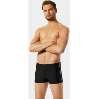 Badehose SCHIESSER "Nautical Casual", Herren, Gr. 8, N-Gr, schwarz (000, schwarz), Baumwolle, Elasthan, unifarben mit Farbeinsatz, Badehosen Badehose, mit seitlichen Streifen